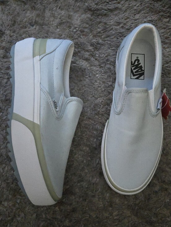 Vans Shoes - Vans Classic Slip On Women 9.5 Platform Pastel White And Light Blue 072026